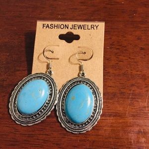 Antique silver topaz stone dangle earring